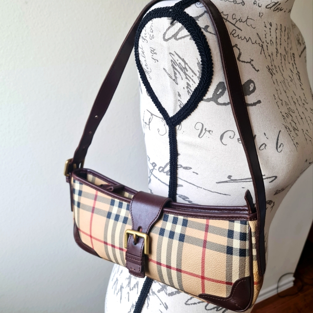 Burberry  Haymarket Check Shoulder Bag Brown